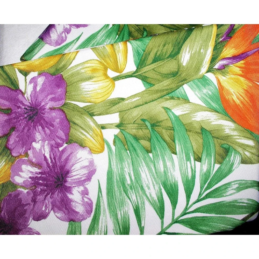 TROPICAL FLORAL Oblong 60x102 Patio Umbrella Table Zip-On Tablecloth 70s 80s NOS